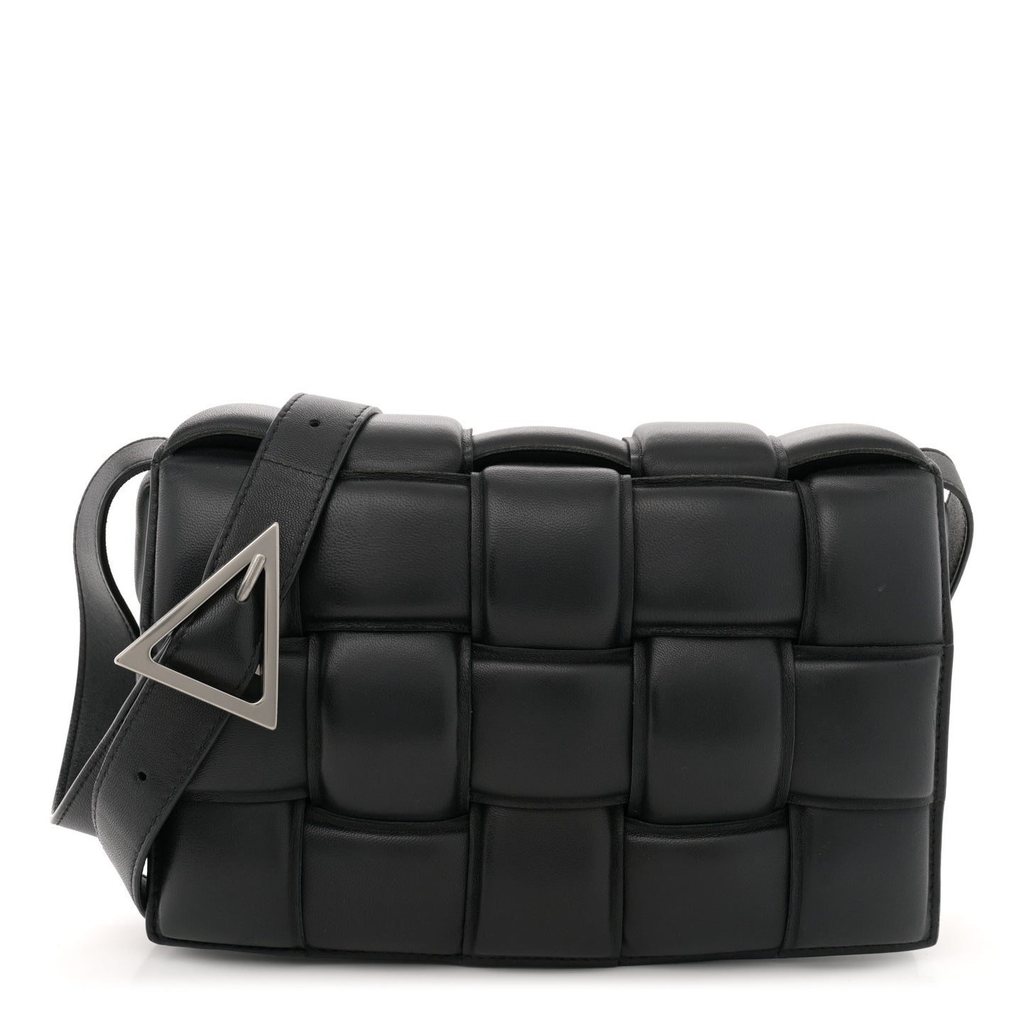 Nappa Maxi Intreccio Padded Cassette Crossbody Bag Black