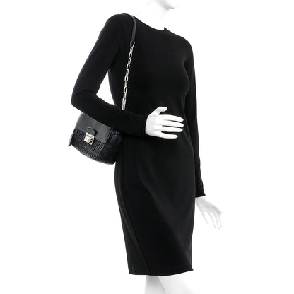 Prada Nappa Gaufre Sound Chain Flap Shoulder Bag Black 2 of 9