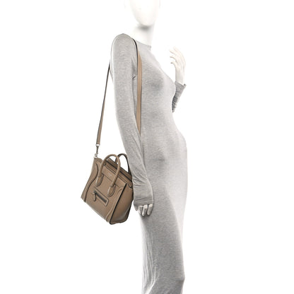 Celine Drummed Calfskin Nano Luggage Dune 2 of 11