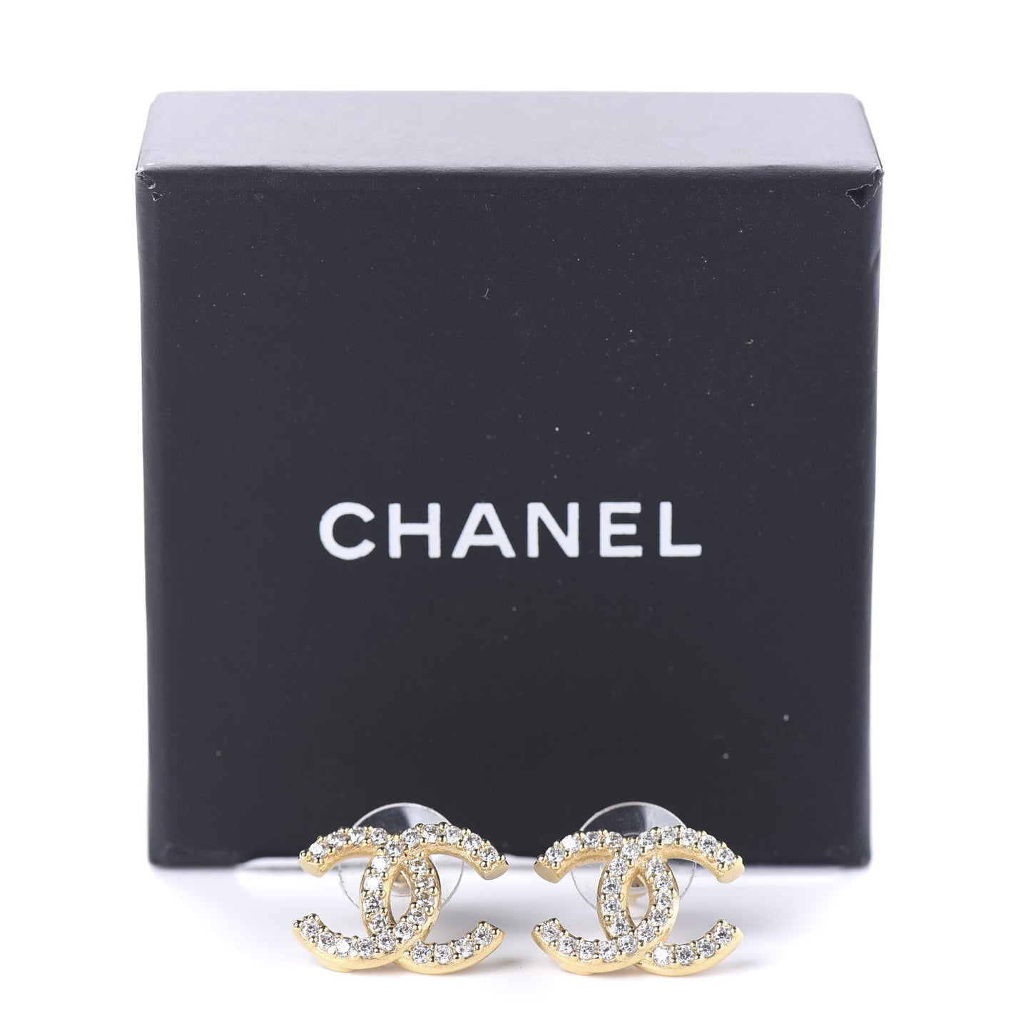 Crystal CC Earrings Light Gold