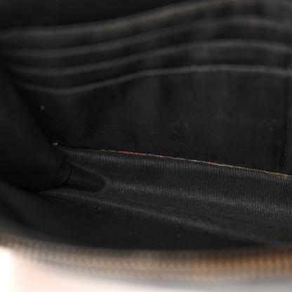 Saint Laurent Grain De Poudre Matelasse Chevron Monogram Monochrome Envelope Chain Wallet Black 12 of 18