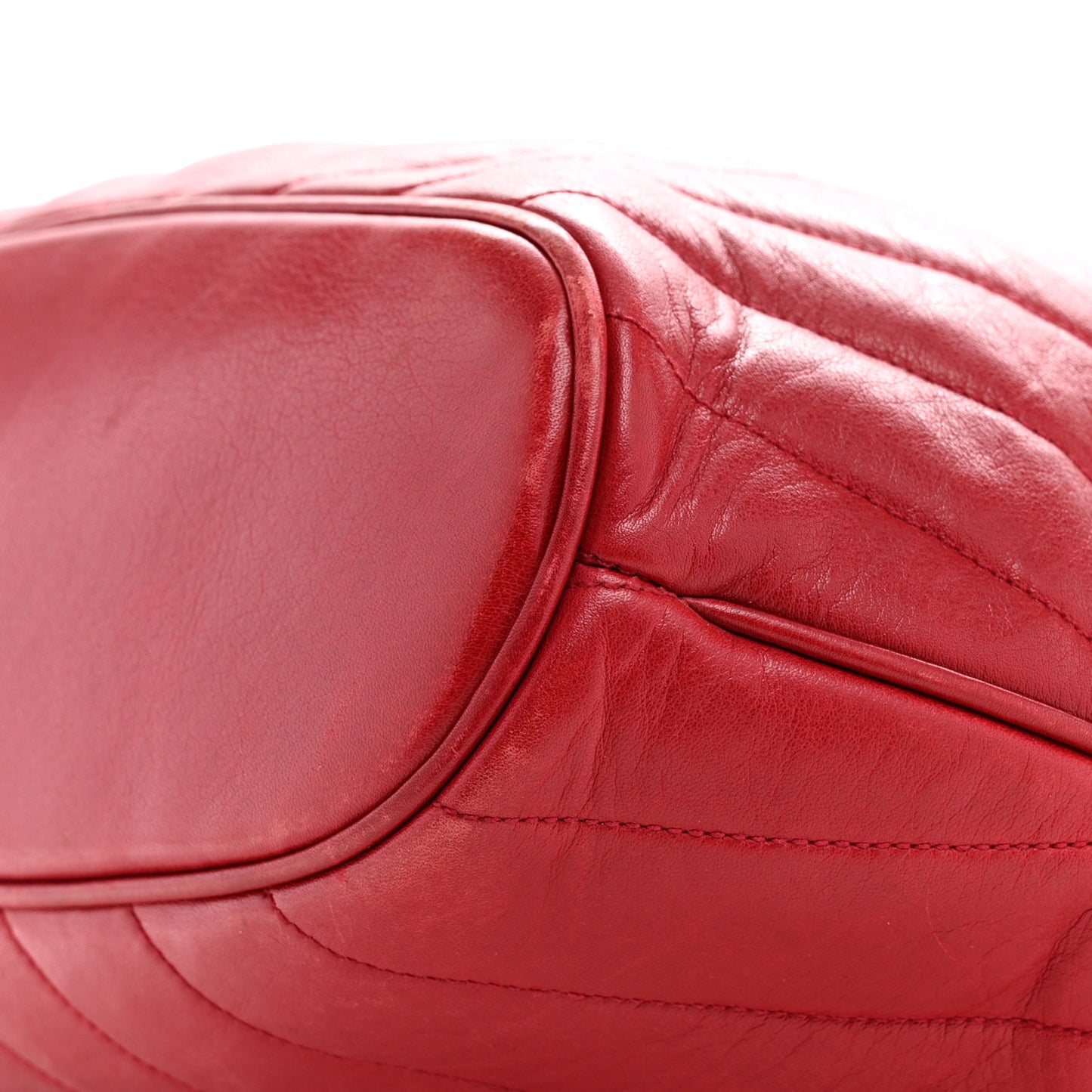 Lambskin Chevron Quilted Shoulder Bag Red