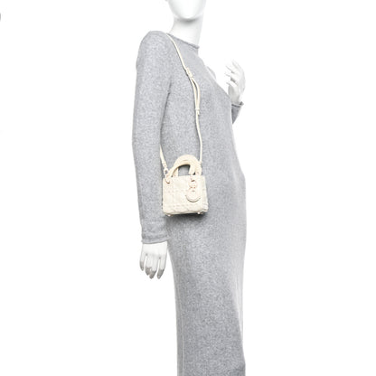 Christian Dior Calfskin Cannage Diamond Micro Lady Dior Latte 3 of 10