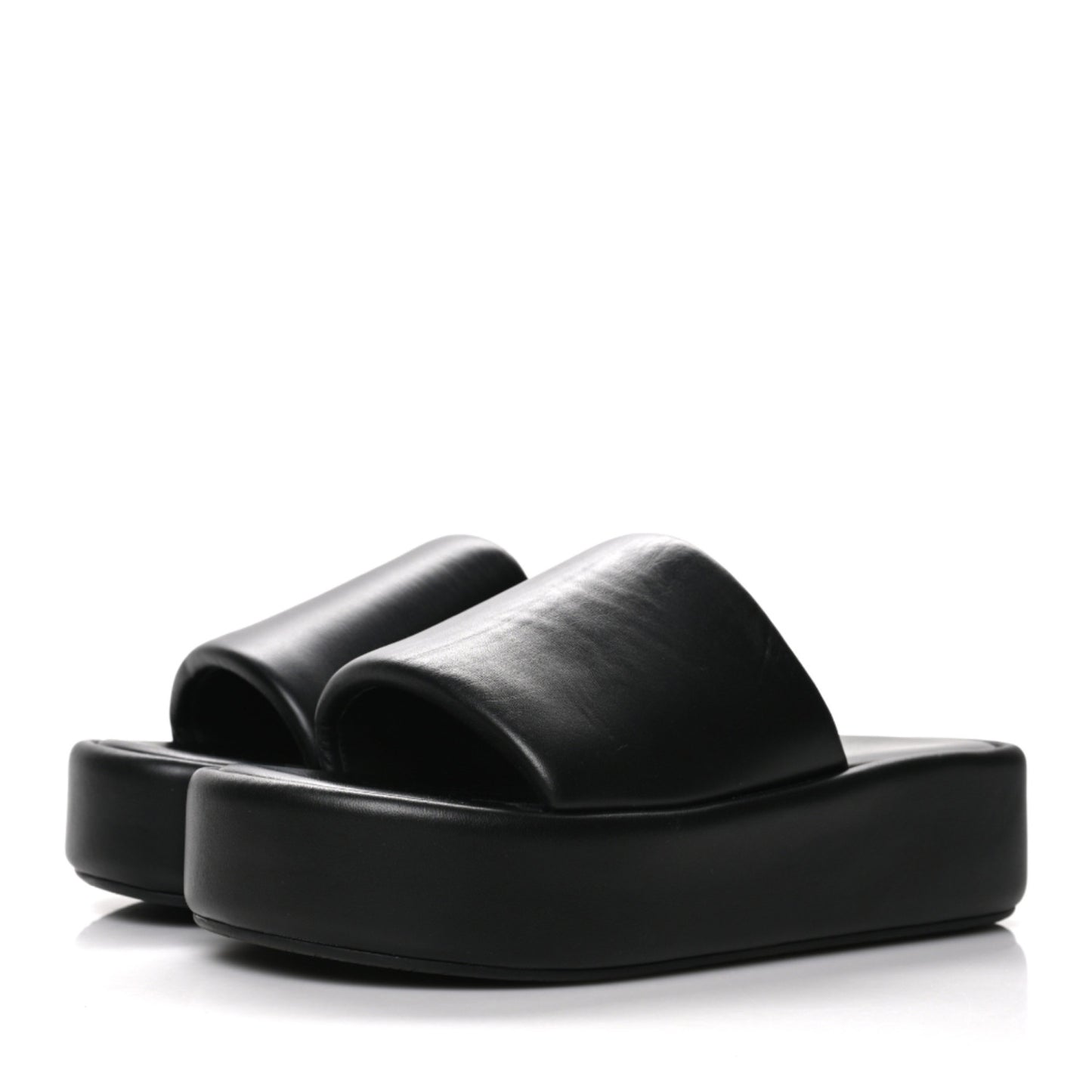Smooth Nappa Logo Rise Platform Sandals 41 Black White