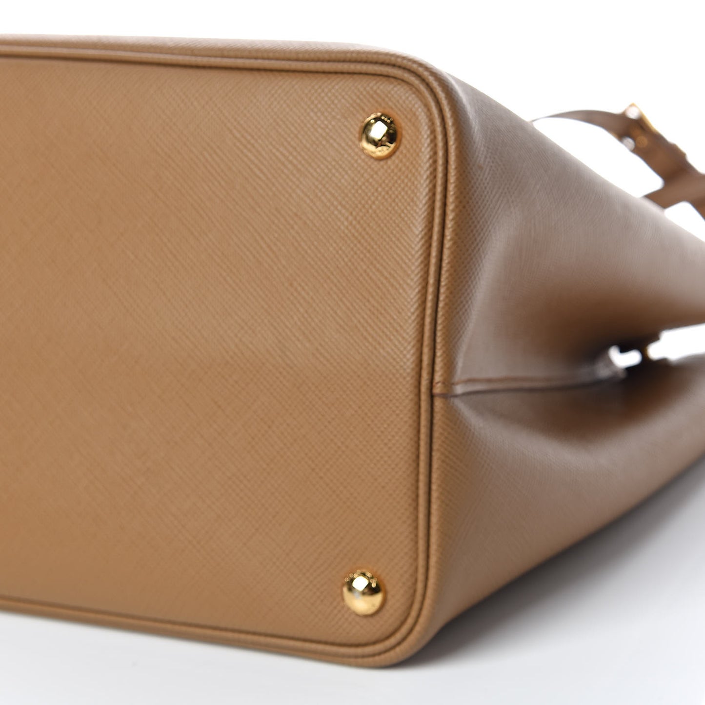 Saffiano Cuir Large Double Bag Caramel Fuoco