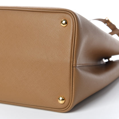 Prada Saffiano Cuir Large Double Bag Caramel Fuoco 12 of 13