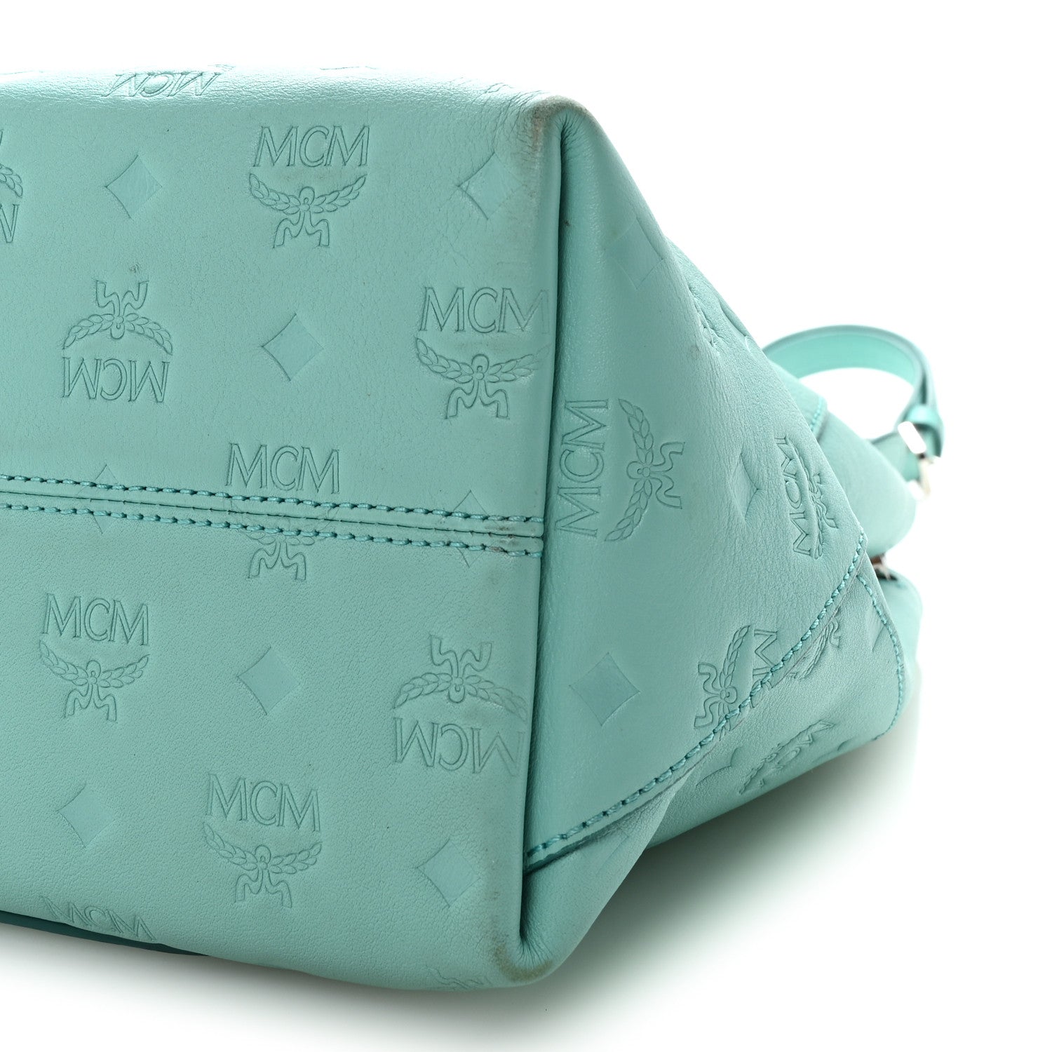 MCM Calfskin Ottomar Monogram Medium Klara Hobo Pool Blue 9 of 9
