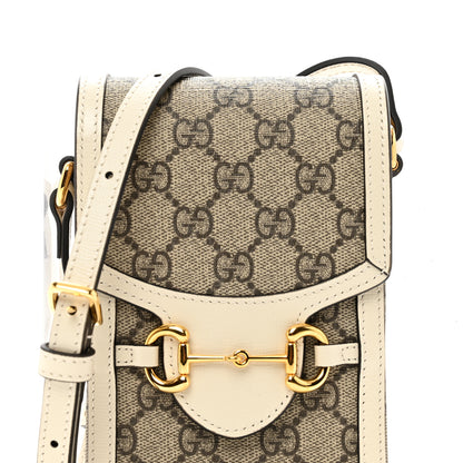 Gucci GG Supreme Monogram Azalea Calfskin Mini Horsebit 1955 Crossbody Bag Beige Ebony Mystic White 4 of 9