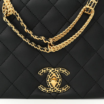 Chanel Lambskin Quilted Chain To Chain Flap Black 8 of 10