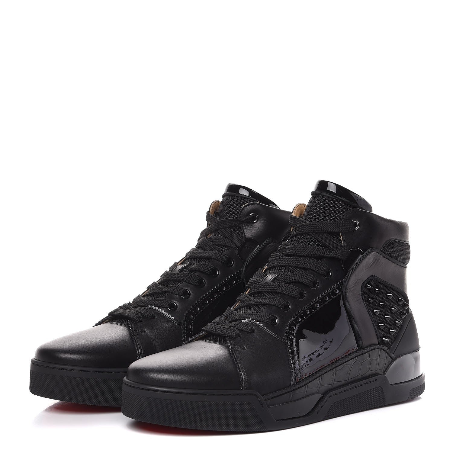 Christian Louboutin Mens Calfskin Patent Loubikick Flats Sneakers 43 Black 3 of 9