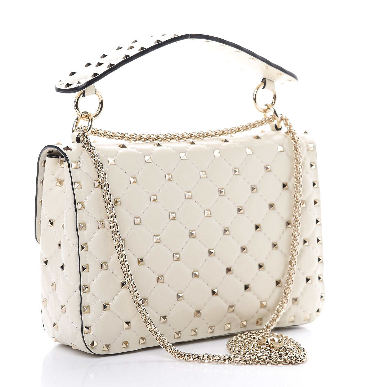 Valentino Garavani Nappa Medium Rockstud Spike Shoulder Bag White 2 of 8