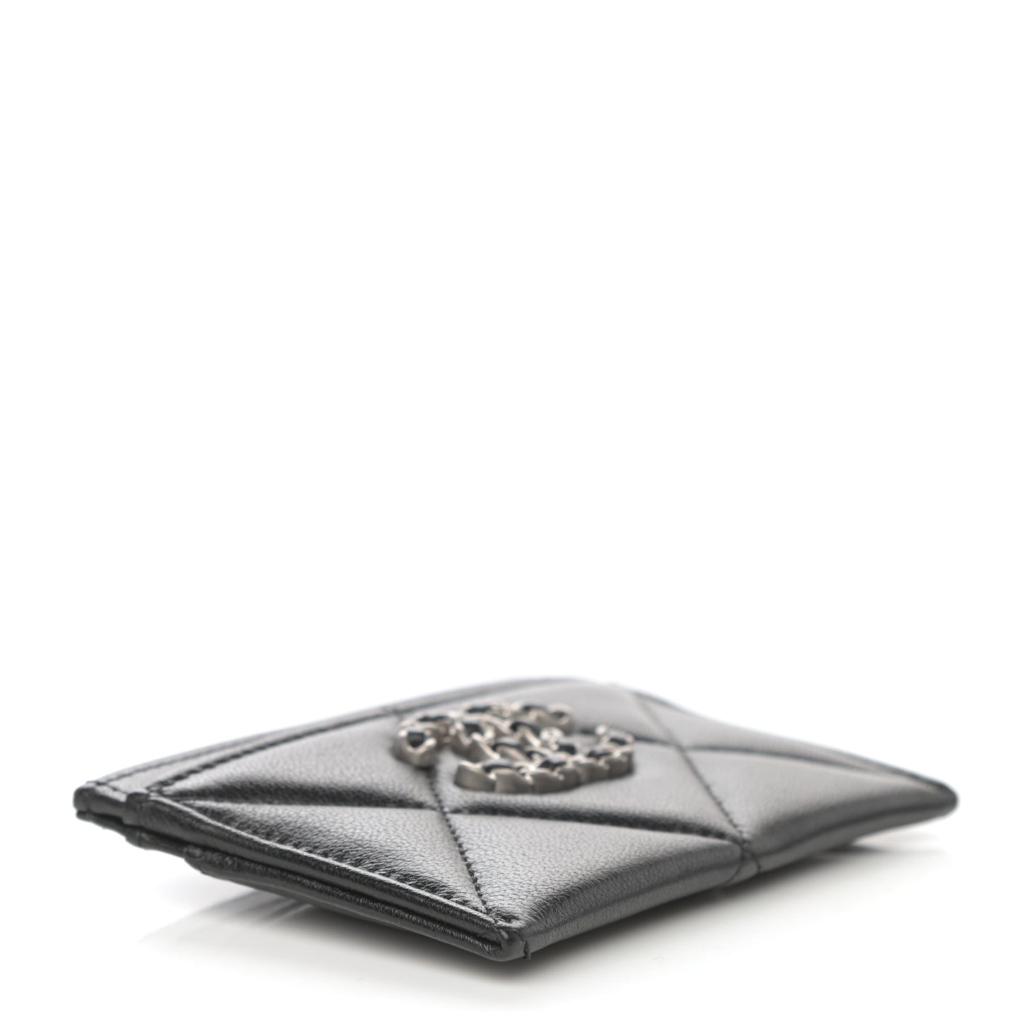Lambskin Quilted Chanel 19 Card Holder Black