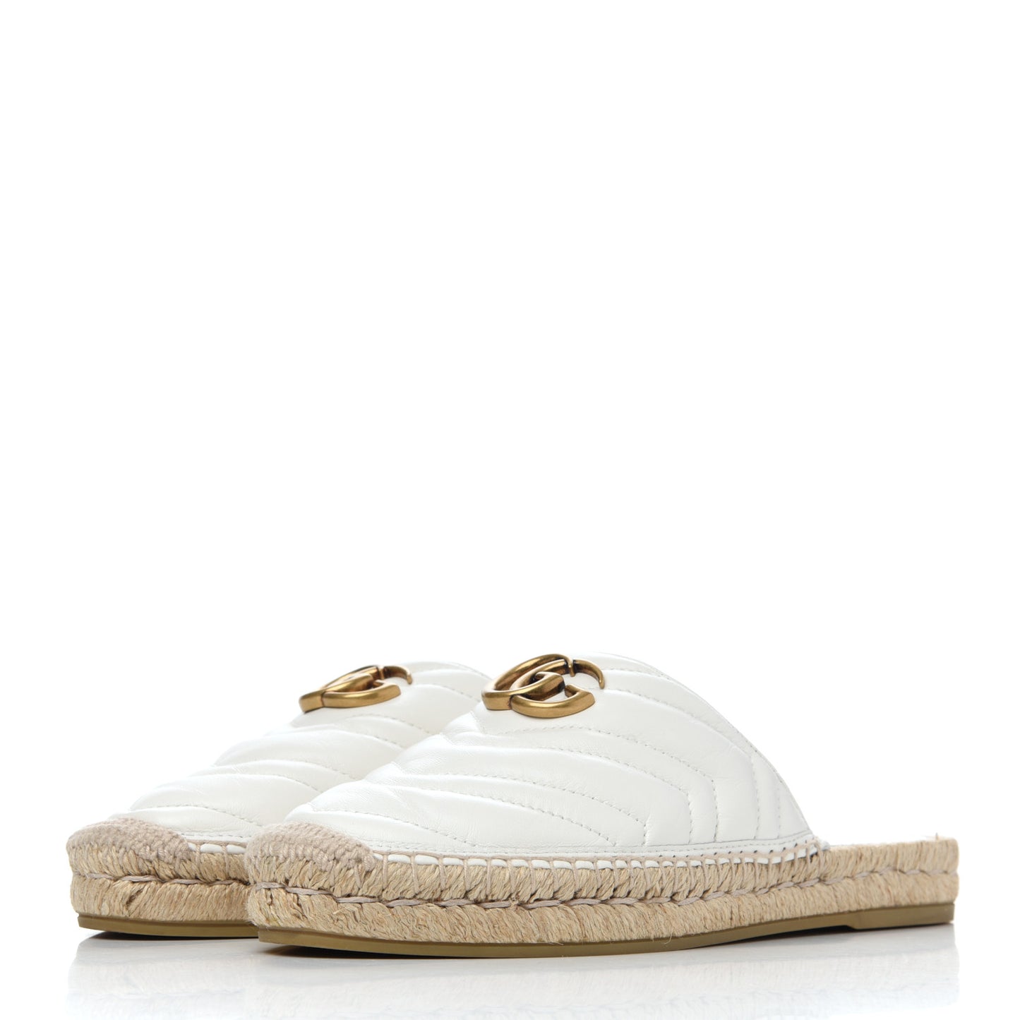 Nappa Matelasse GG Marmont Espadrille Slippers 39 Great White