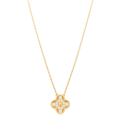 Van Cleef & Arpels 18K Yellow Gold Diamond Vintage Alhambra Pendant Necklace 1 of 5