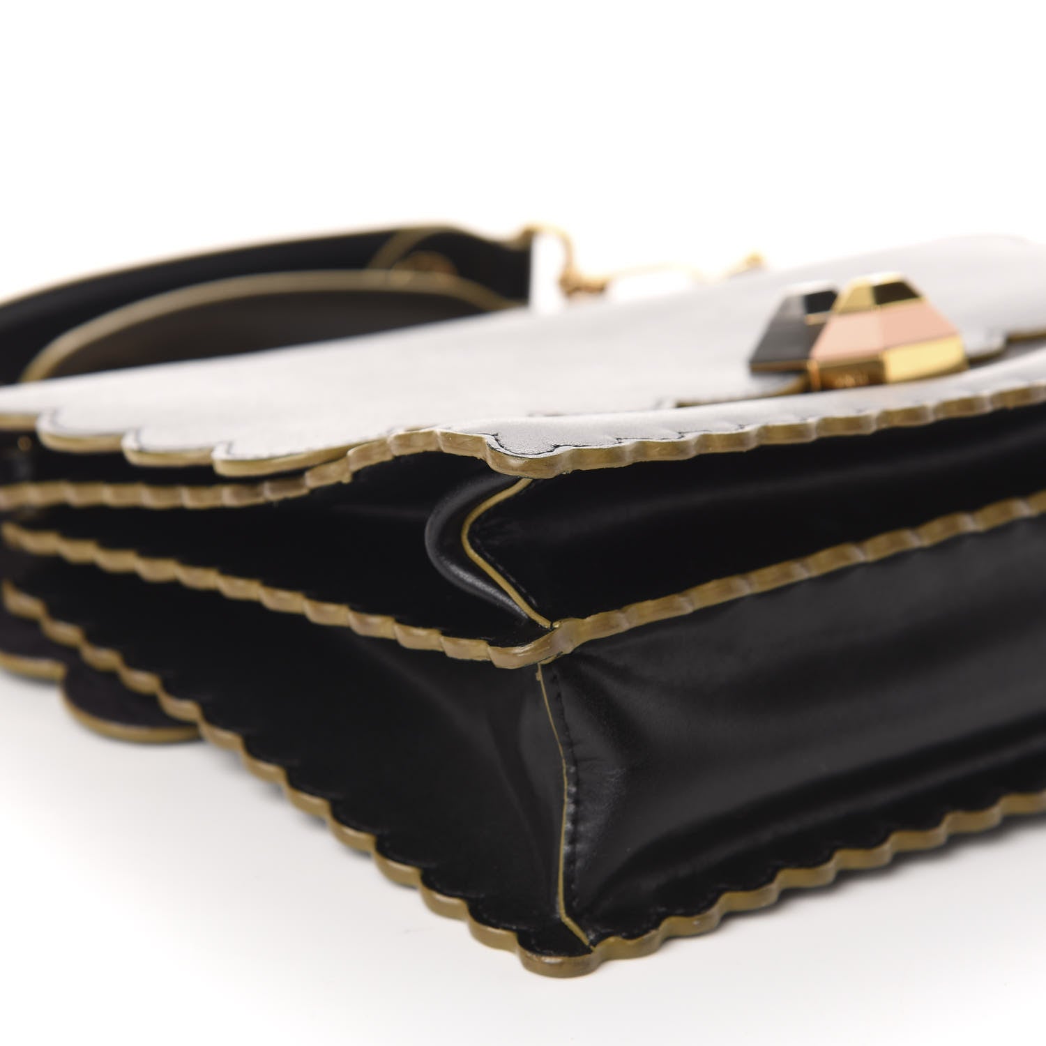 Fendi Vitello Liberty Scalloped Studded Kan I Shoulder Bag Black 6 of 10