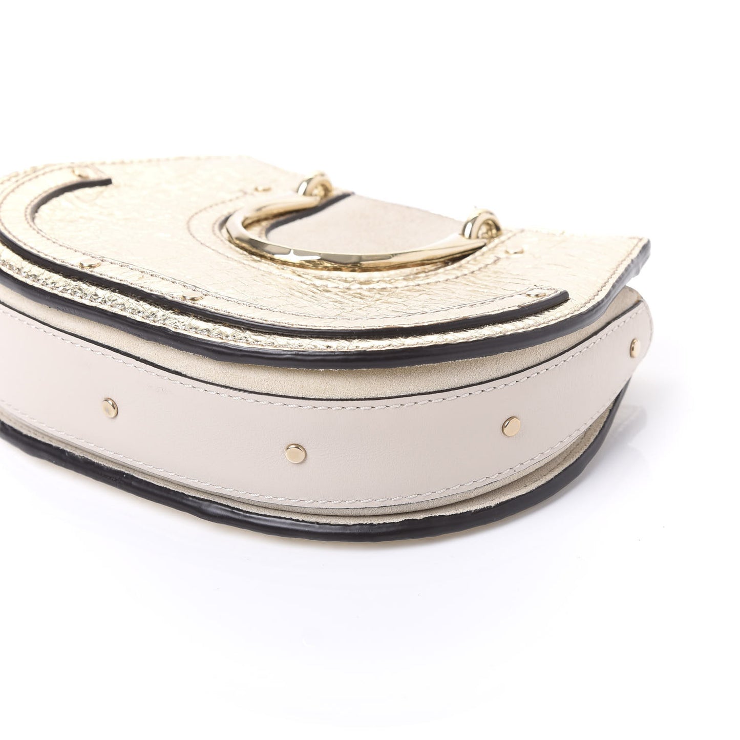 Metallic Calfskin Lambskin Suede Mini Pixie Signature Belt Bag Gold