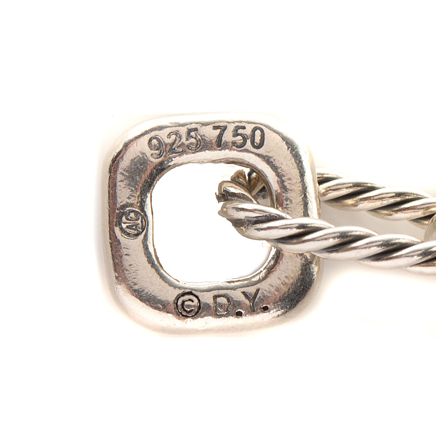 David Yurman Sterling Silver 18K Yellow Gold Cable Heart Charm Bracelet 4 of 6