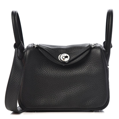 Hermes Taurillon Clemence Mini Lindy 20 Black 1 of 10