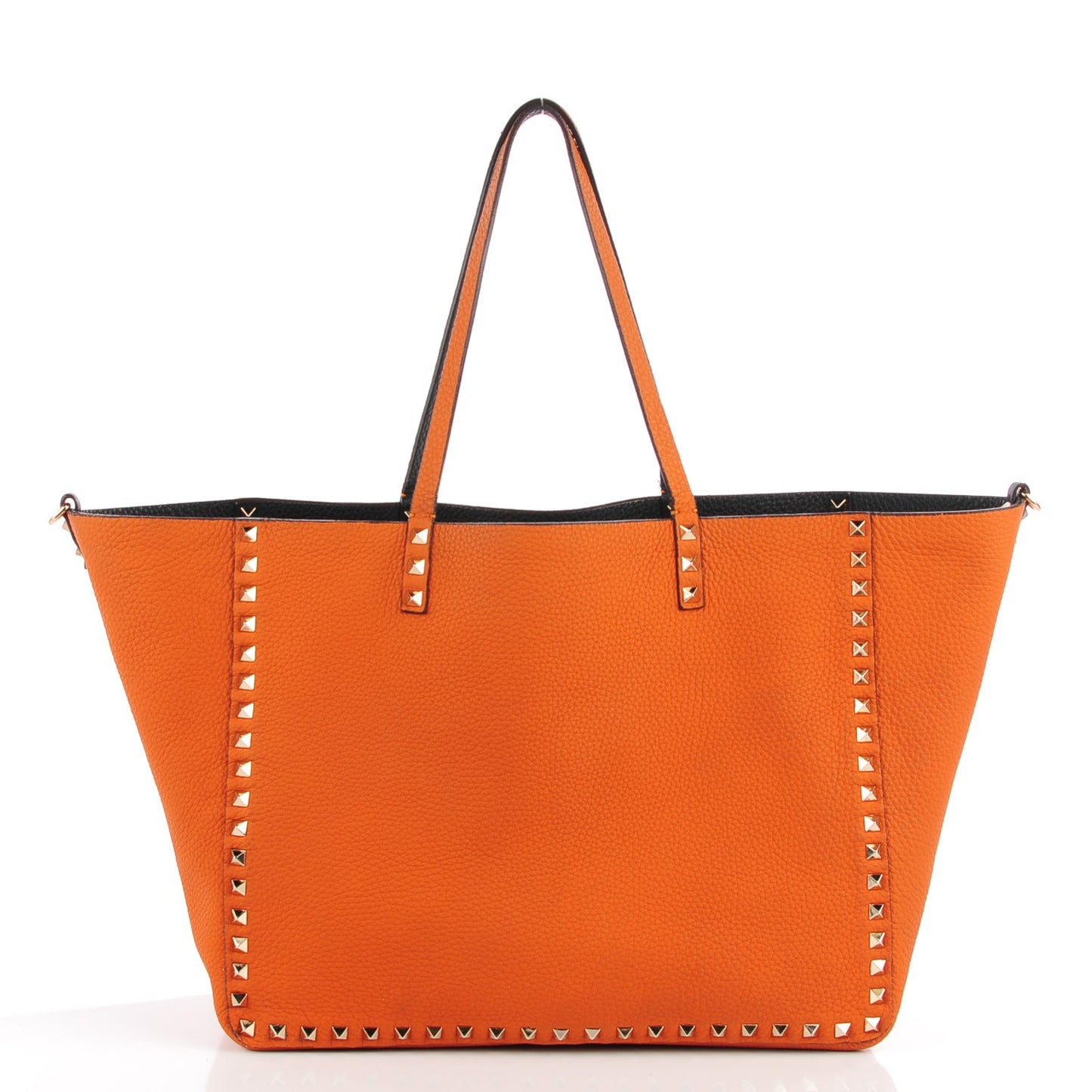 Calfskin Medium Rockstud Reversible Tote Black