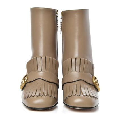 Gucci Malaga Kid GG Marmont Fringe 75mm Ankle Boots 37 Mud 2 of 7