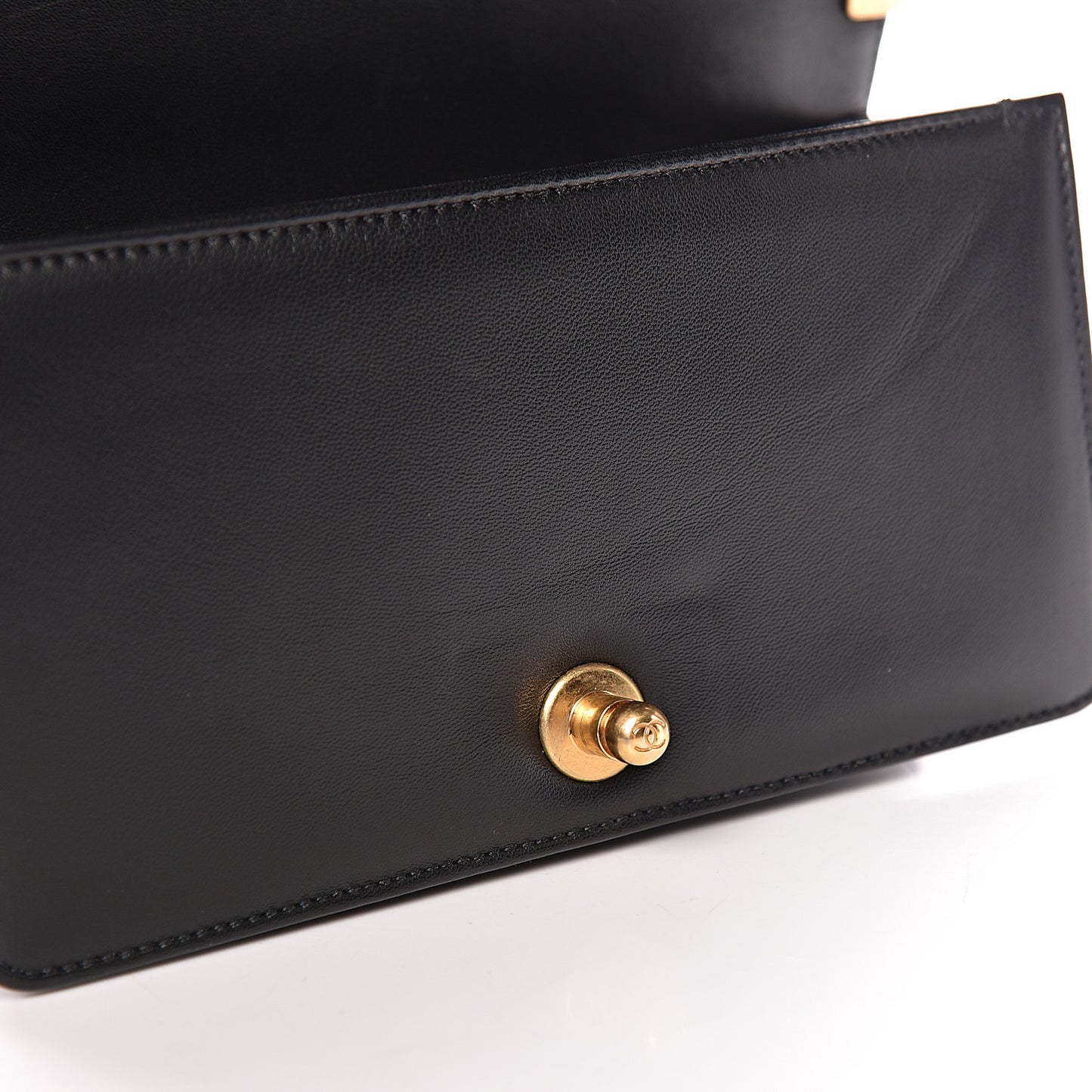 Lambskin Quilted Small Boy Flap Black