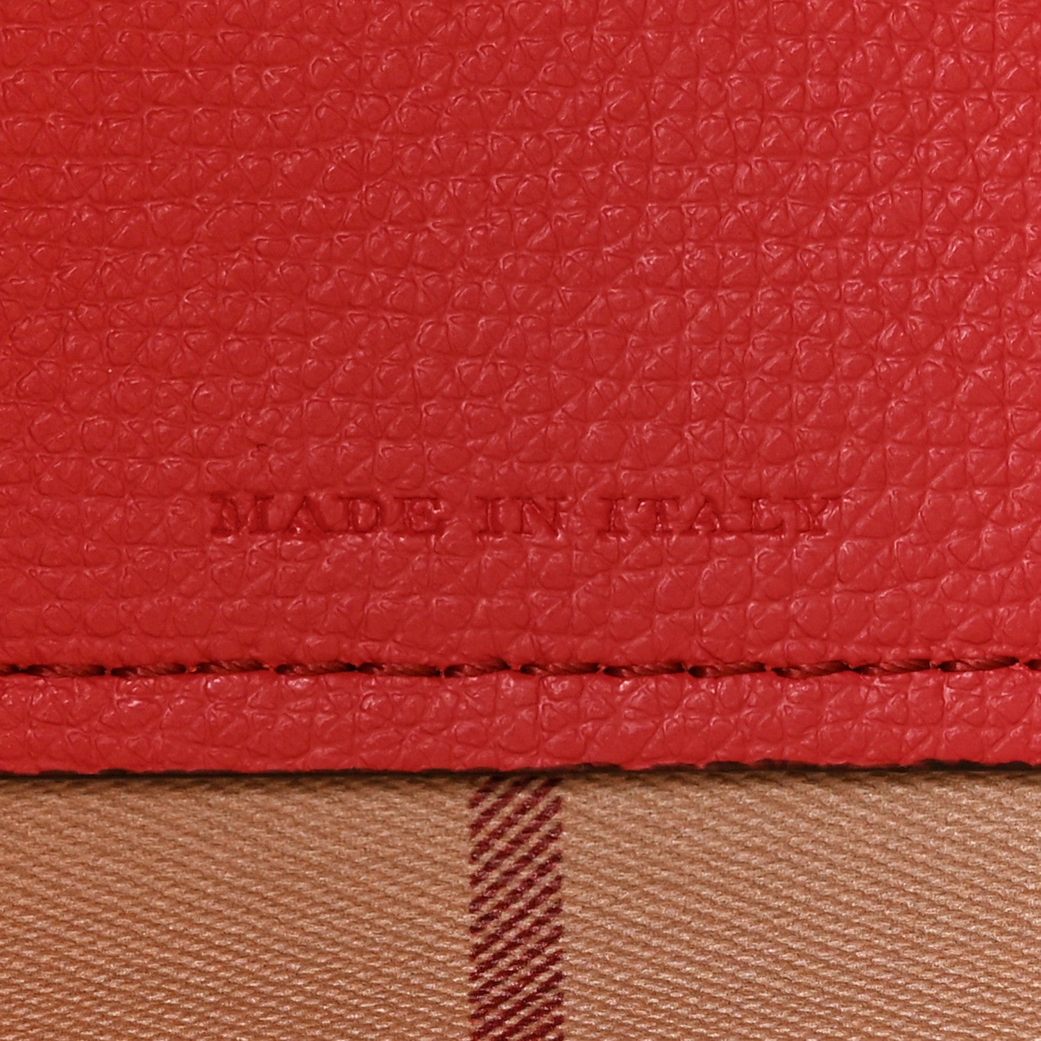 Burberry Grainy Calfskin Haymarket Check Medium Reversible Tote Coral Red 10 of 16