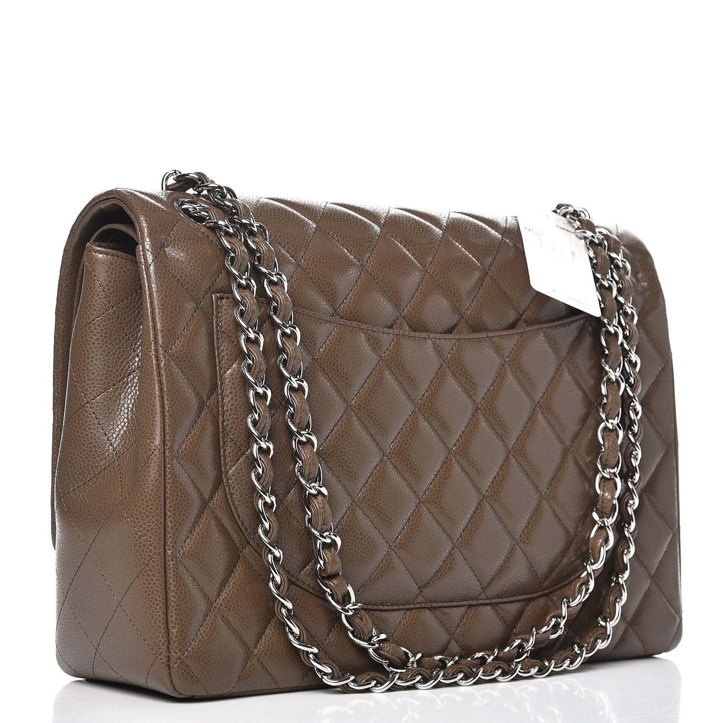 Caviar Quilted Maxi Double Flap Brown