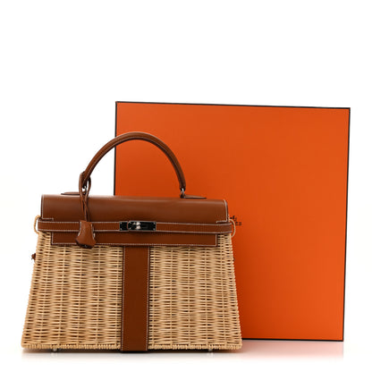 Hermes Wicker Swift Picnic Kelly 35 Naturel Gold 14 of 14