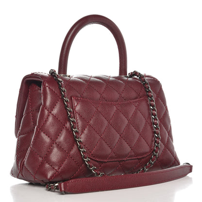 Chanel Caviar Quilted Mini Coco Handle Flap Burgundy 4 of 9