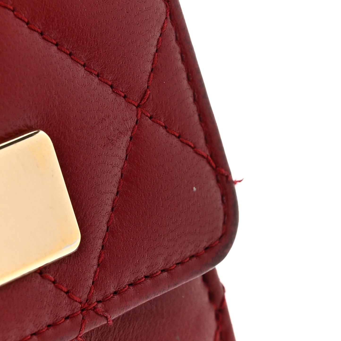 Lambskin Quilted Trendy CC Large Gusset Flap Wallet Dark Red