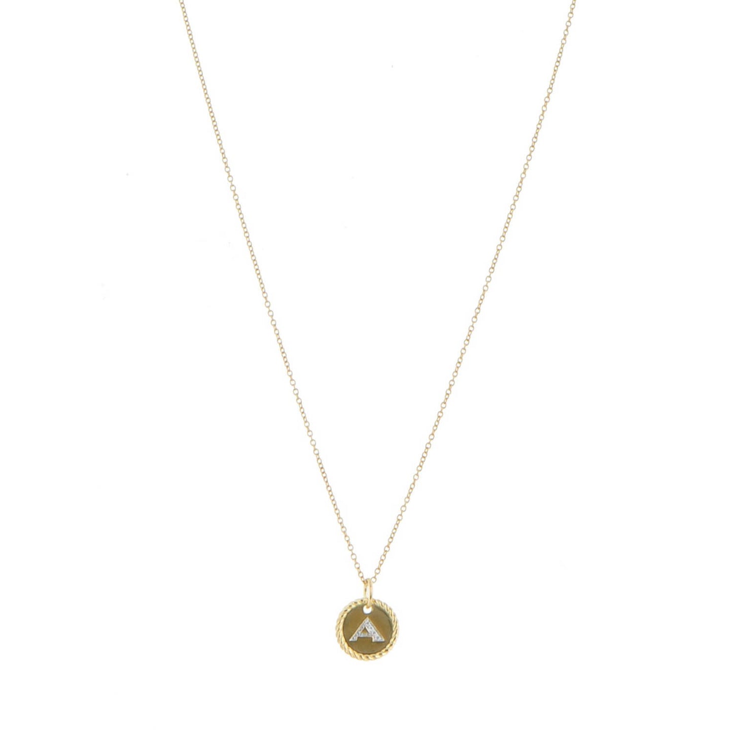 18K Yellow Gold Diamond Initial A Charm Necklace