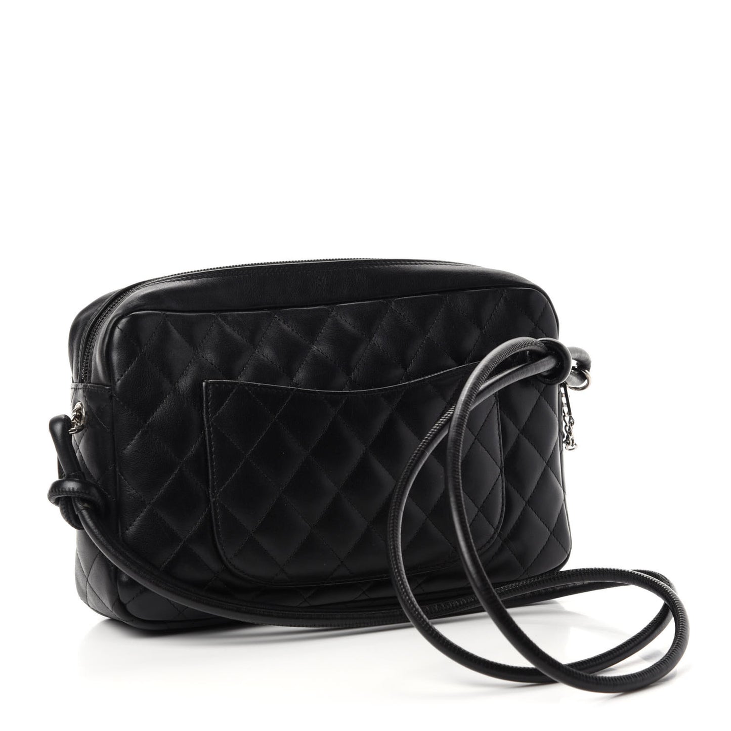 Calfskin Quilted Cambon Camera Case Black