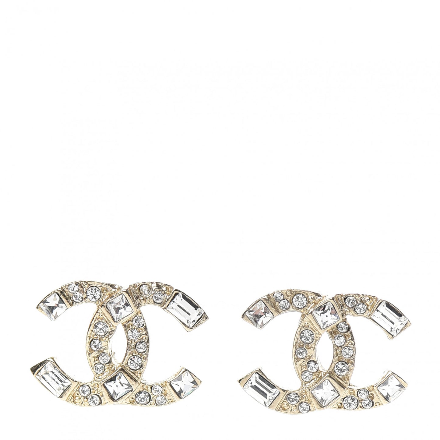 Crystal Baguette CC Earrings Gold