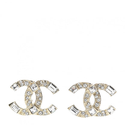 Chanel Crystal Baguette CC Earrings Gold 1 of 5