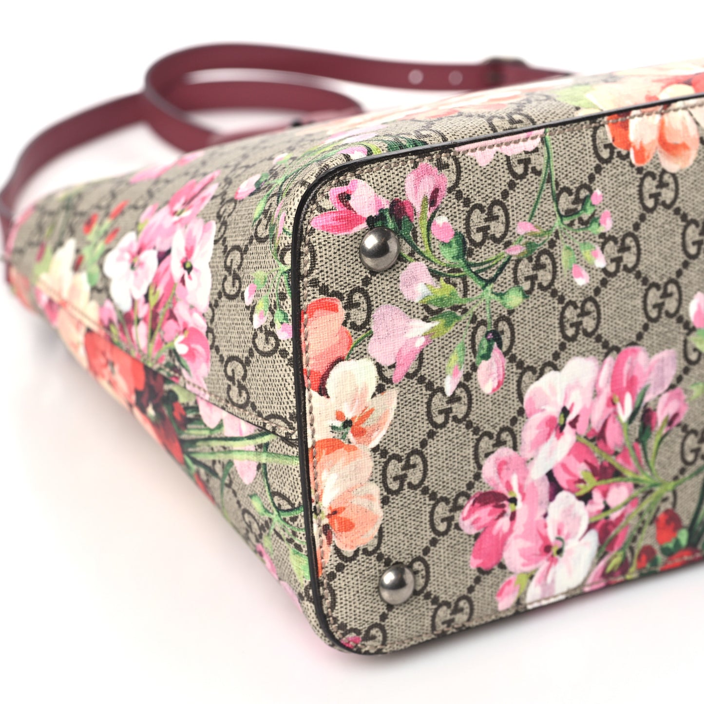 GG Supreme Monogram Blooms Large Zip Top Tote Beige Multicolor Dry Rose