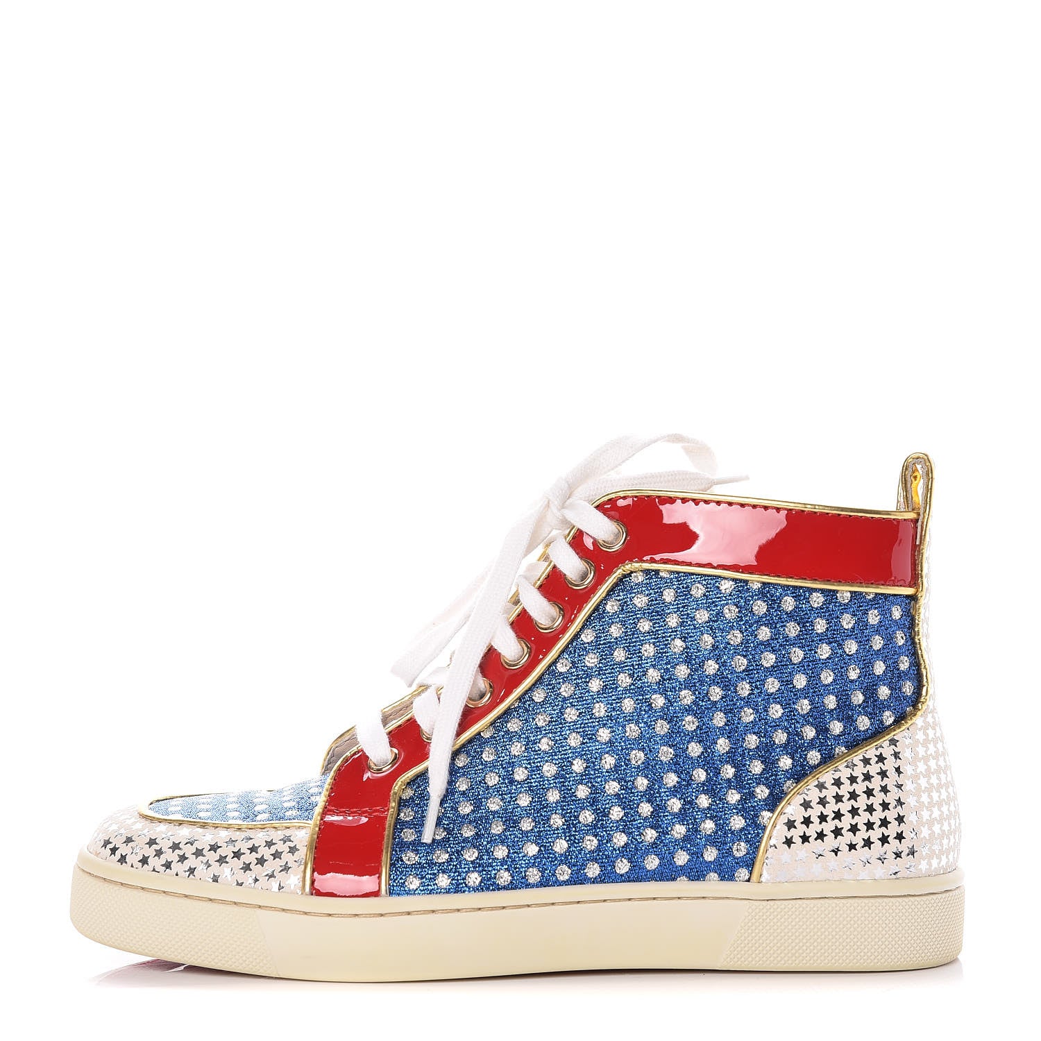 Christian Louboutin Metallic Lurex Suede Patent Womens Superball Star Flat Sneakers 36 Multicolor 1 of 12
