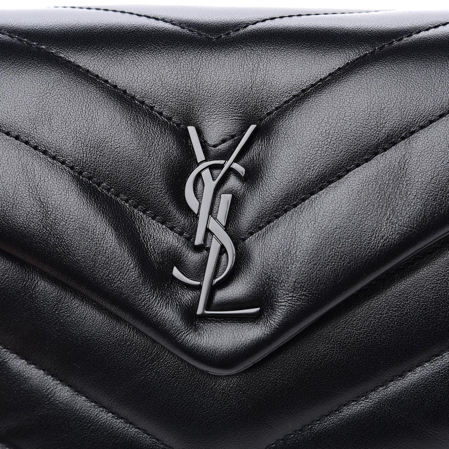 Calfskin Y Quilted Monogram Toy Loulou Crossbody Bag Black