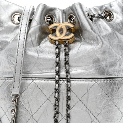 Chanel Metallic Aged Calfskin Quilted Small Gabrielle Bucket Silver 8 of 11