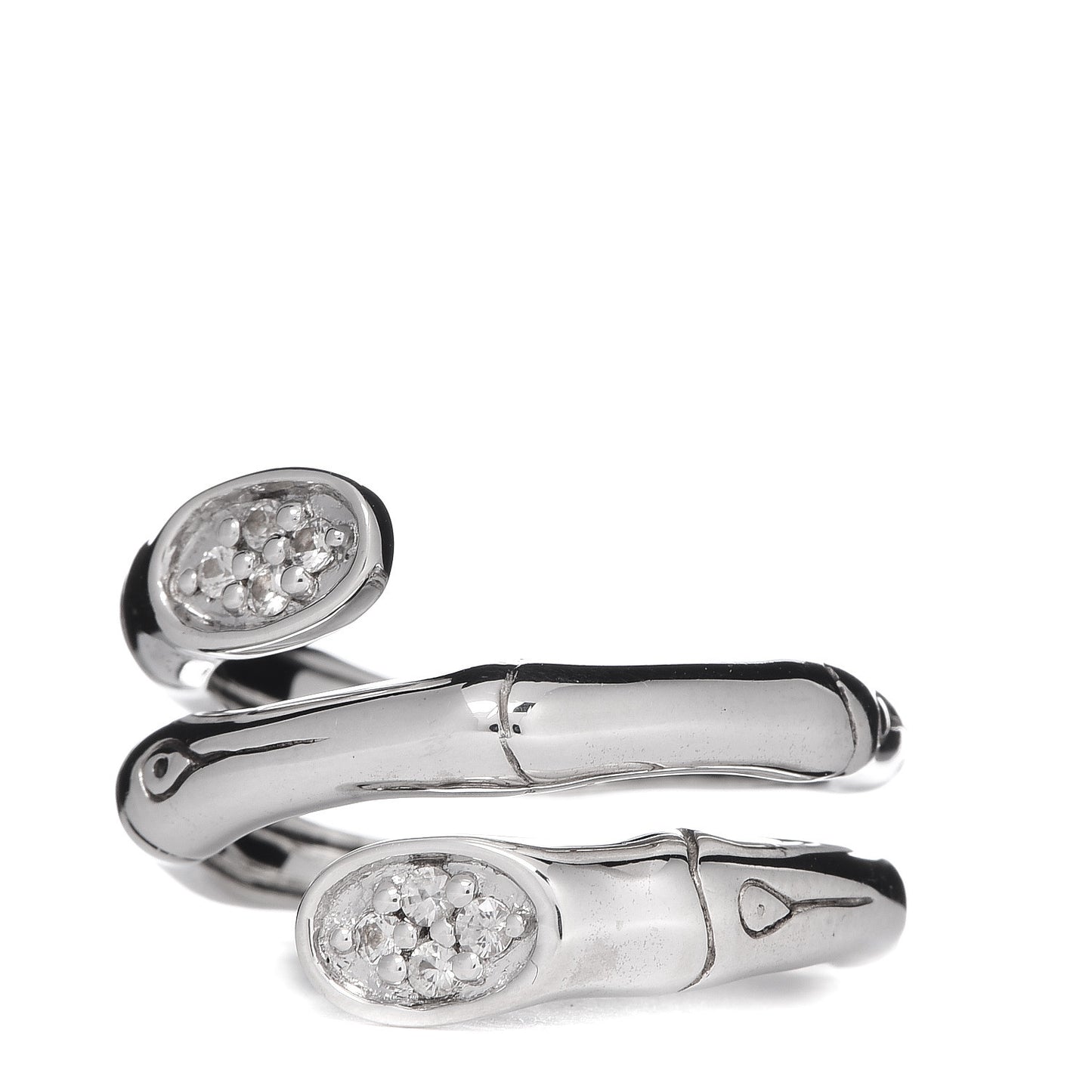 Sterling Silver White Sapphire Bamboo Wrap Ring 52 6