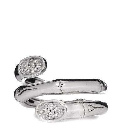 John Hardy Sterling Silver White Sapphire Bamboo Wrap Ring 52 6 3 of 6