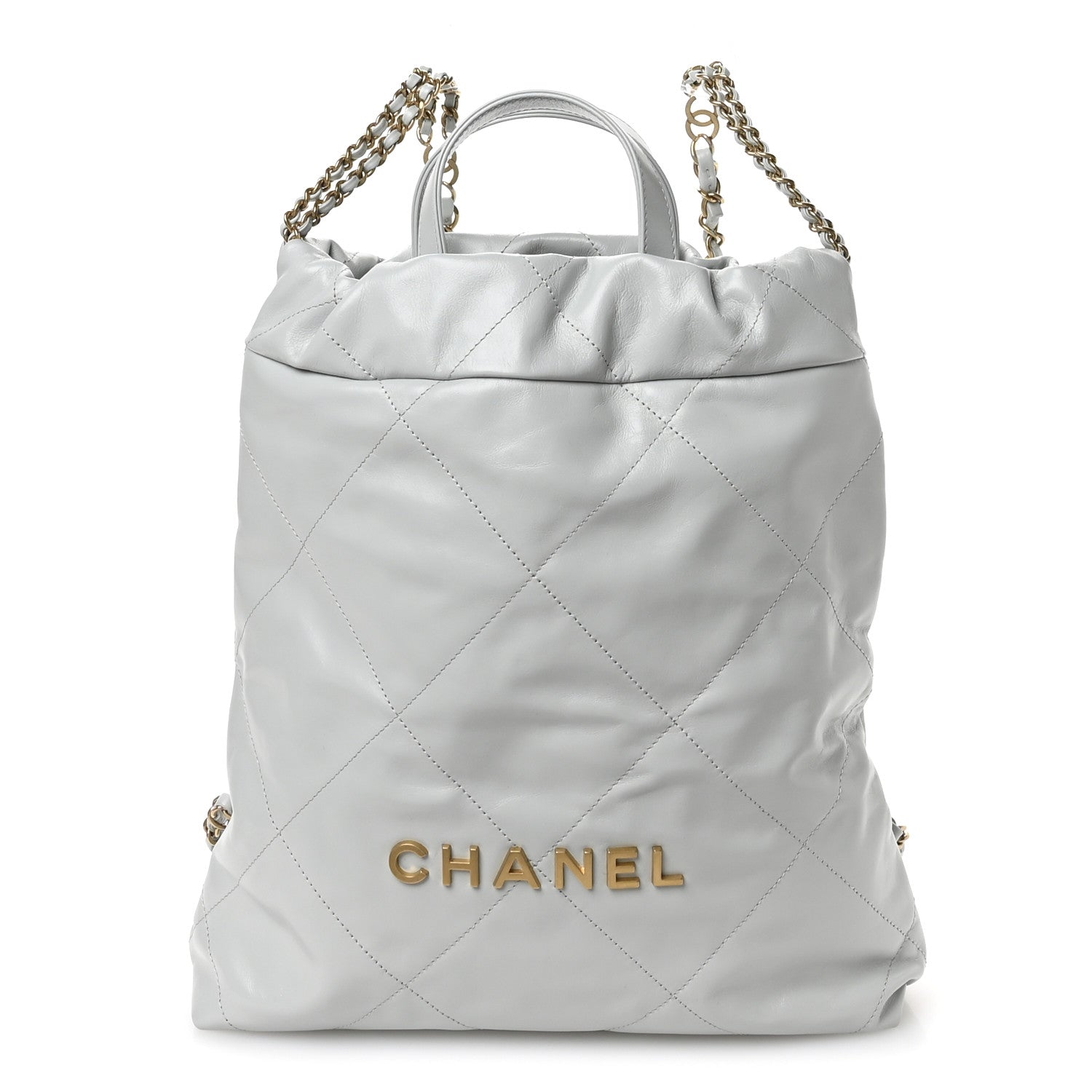 Chanel Shiny Calfskin Quilted Chanel 22 Backpack Light Blue 1 of 11