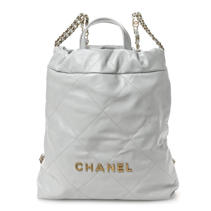 Chanel Shiny Calfskin Quilted Chanel 22 Backpack Light Blue 1 of 11