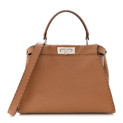 Fendi Cuoio Romano Selleria Bi-Color Medium Peekaboo Iconic Satchel Mou Deserto 1 of 11