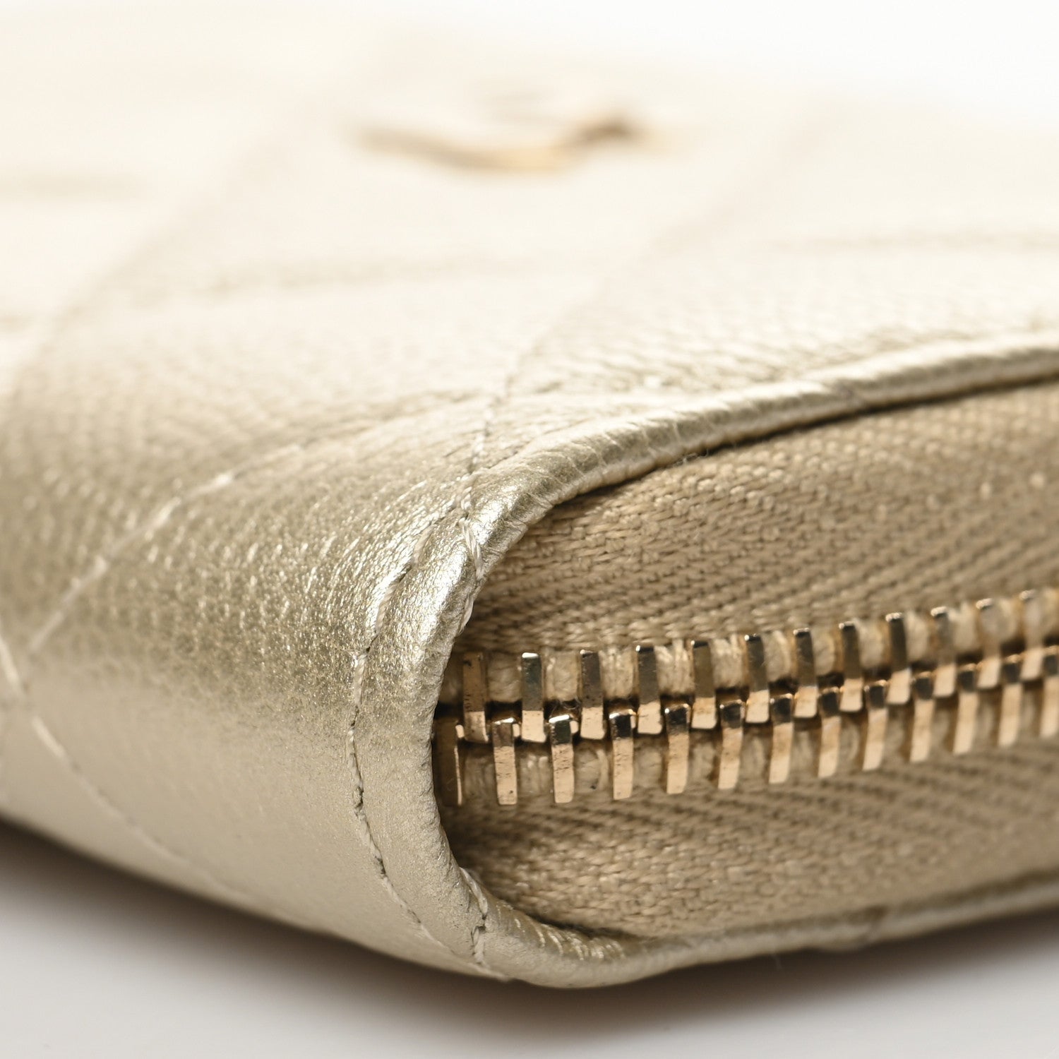 Chanel Metallic Caviar Quilted Zip Coin Purse Light Gold 10 of 10