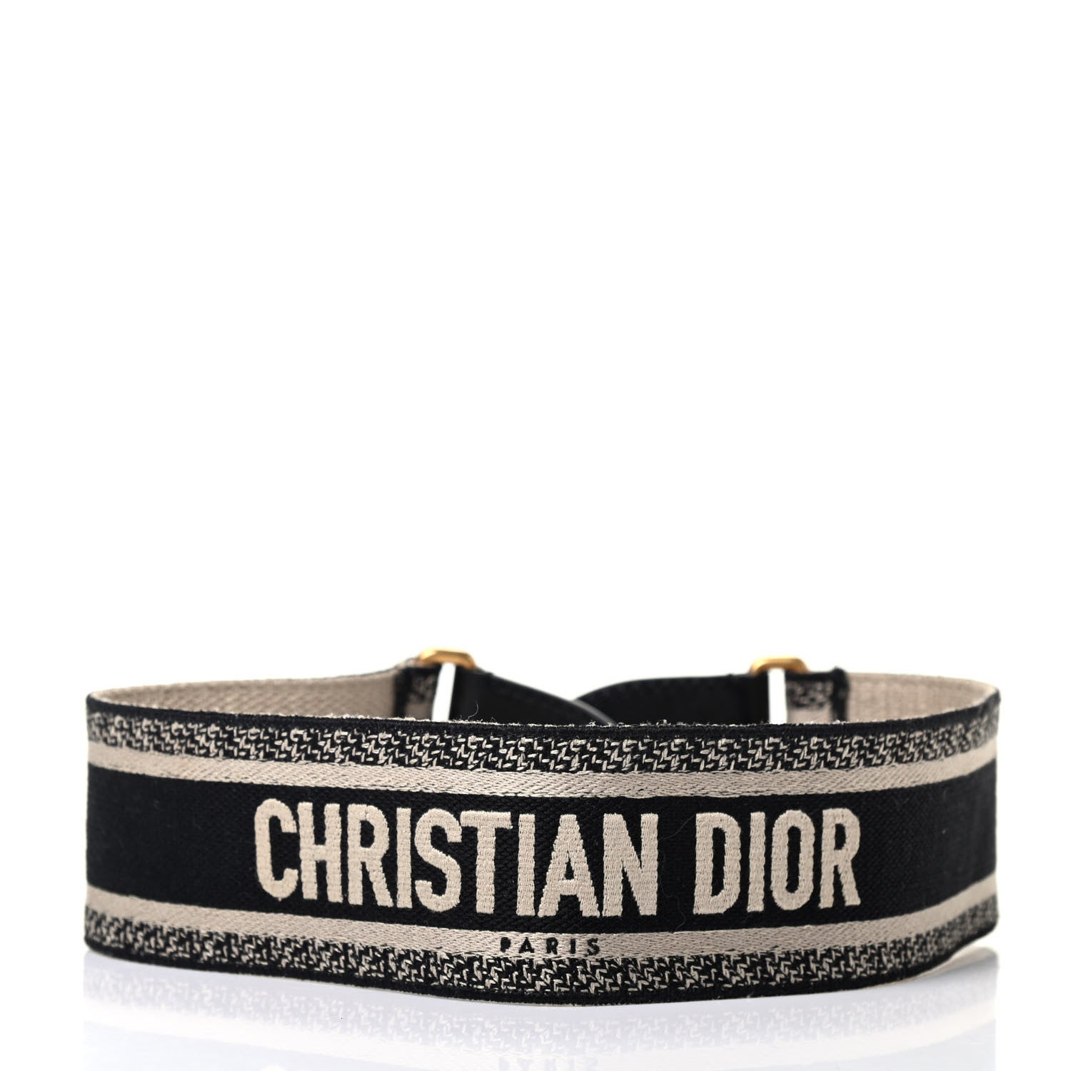 Christian Dior Canvas Embroidered Shoulder Strap Black 2 of 2