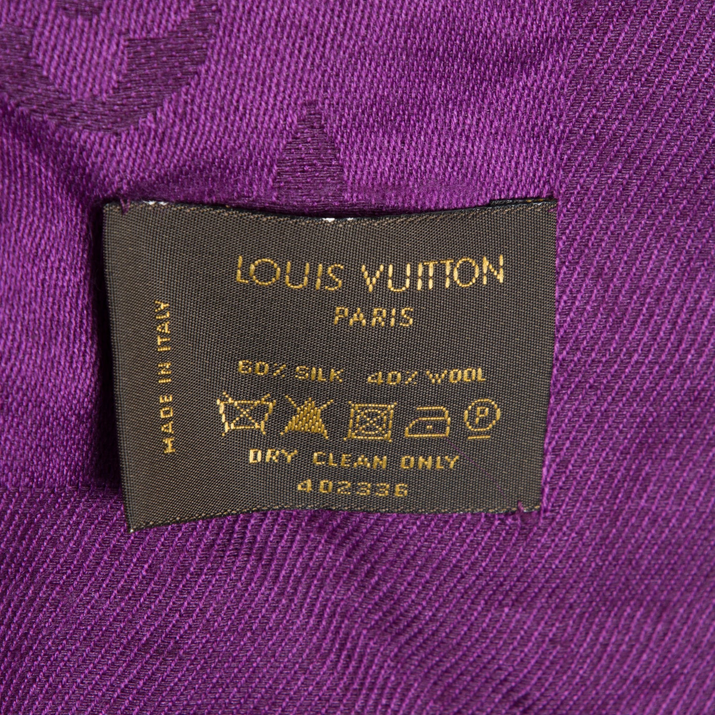 Silk Wool Monogram Shawl Cassis