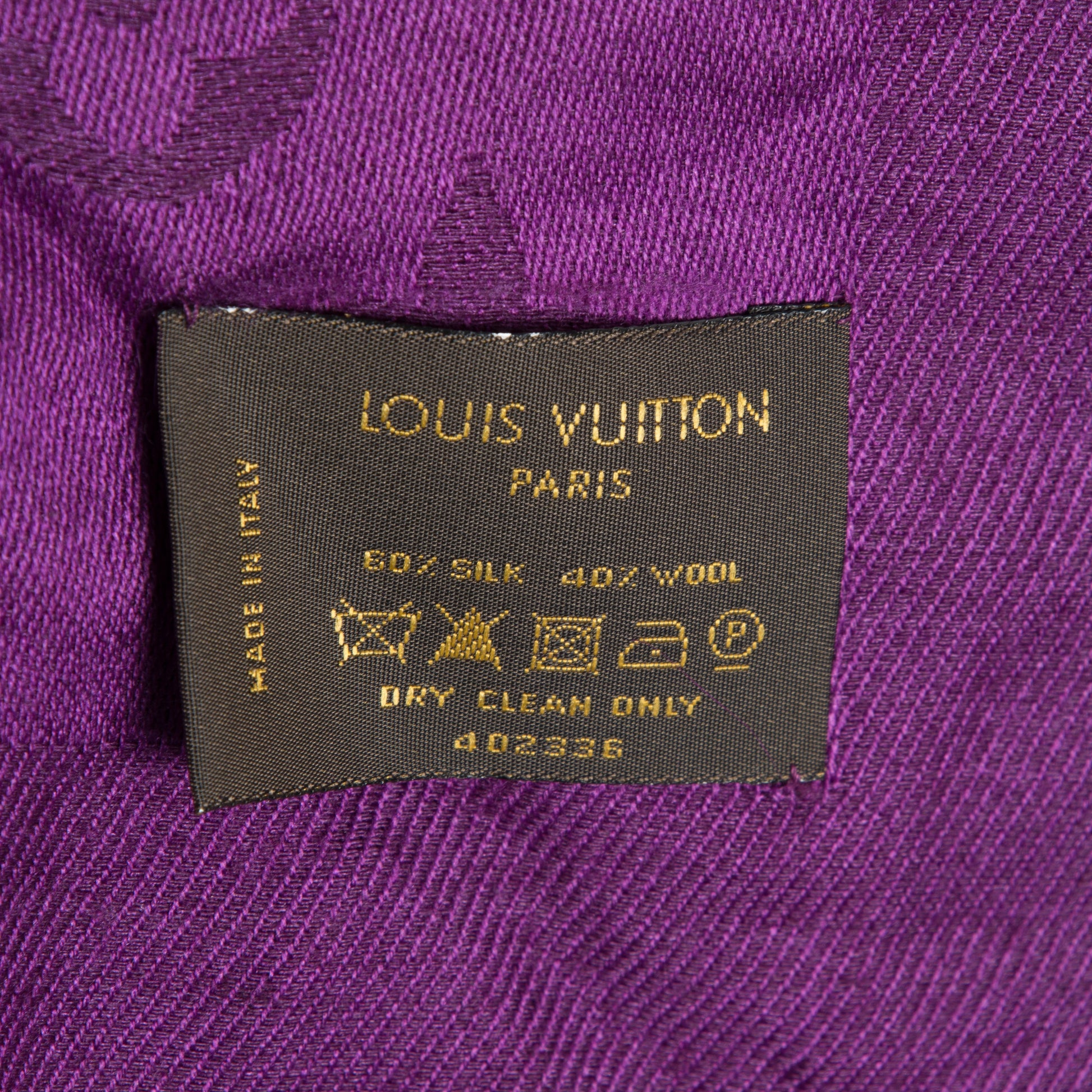 Louis Vuitton Silk Wool Monogram Shawl Cassis 5 of 5