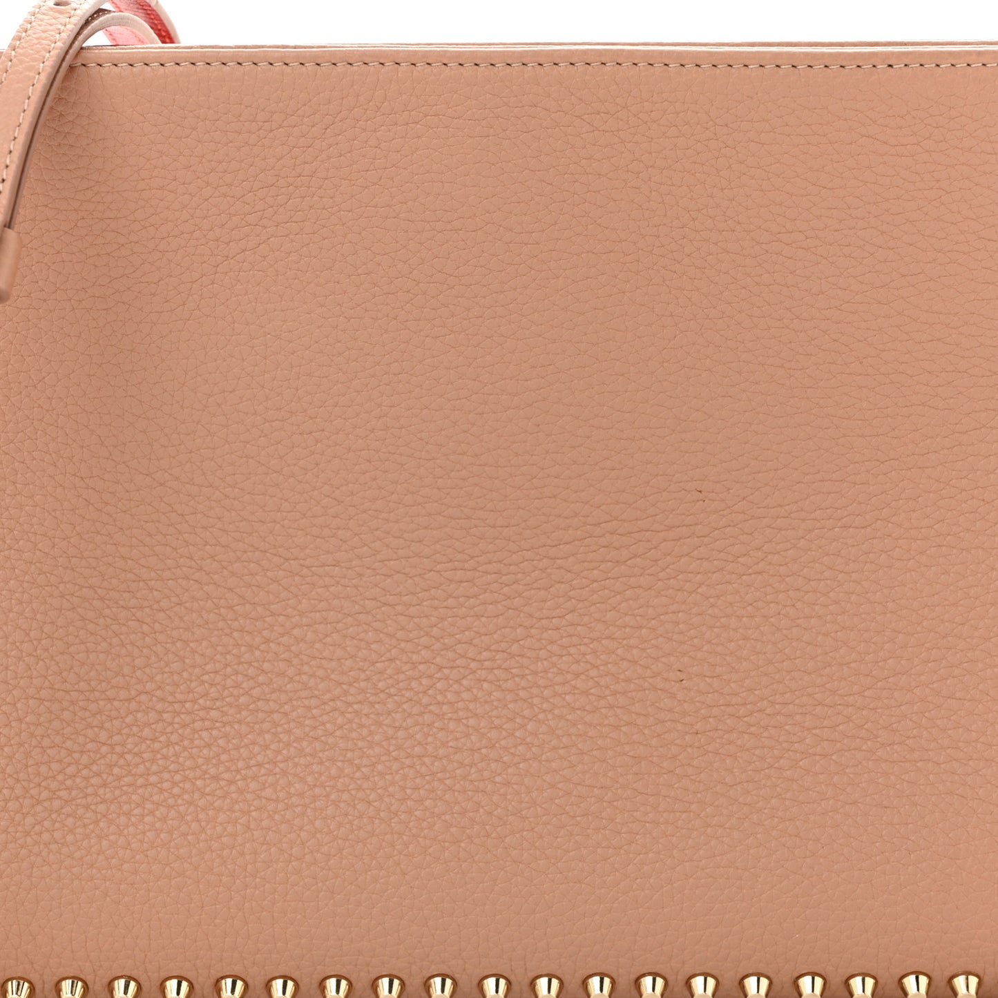 Calfskin Studded Loubiposh Clutch Nude