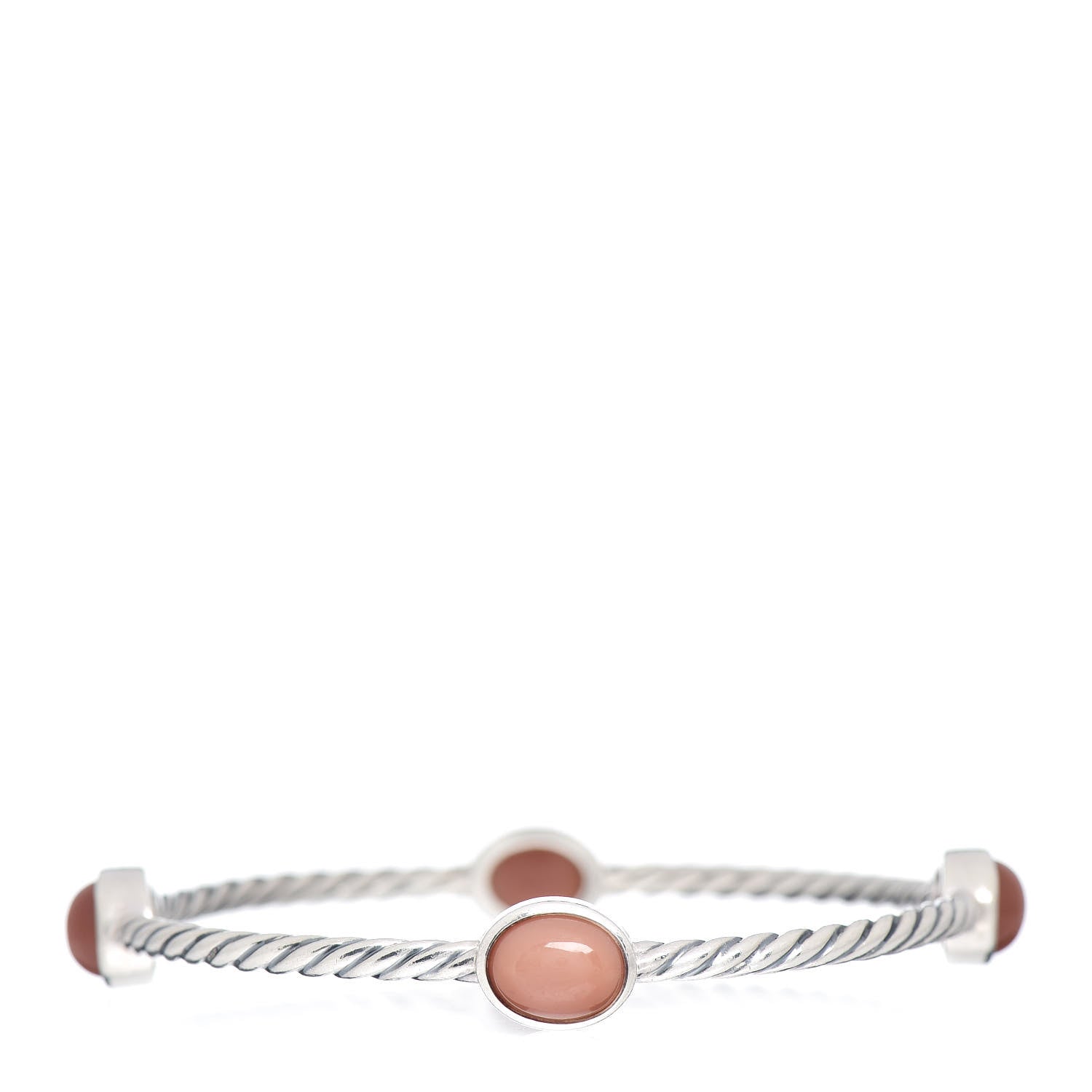 David Yurman Sterling Silver Moonstone Color Classics 4 Station Bangle Bracelet 3 of 4
