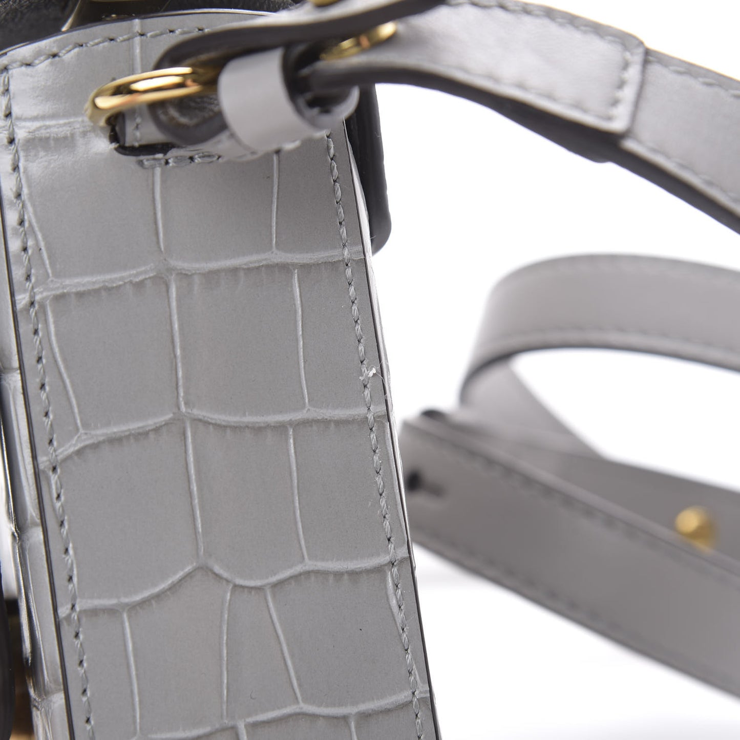 Calfskin Crocodile Embossed Mini C Bag Stormy Grey